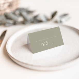 Asiento Tarjeta de lugar plegado simple Boda verde gris
