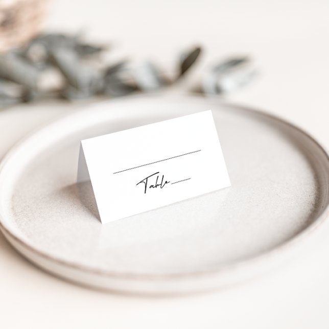 Asiento Tarjeta de lugar plegado simple de Boda blanco y n (Subido por el creador)