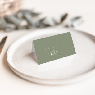 Asiento Tarjeta de lugar plegado simple y turbio Boda verd