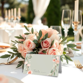 Asiento Tarjeta de lugar plegado verde, romántico rosa cor