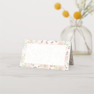 Asiento Tarjeta de lugar vintage de boda con rosas rosadas