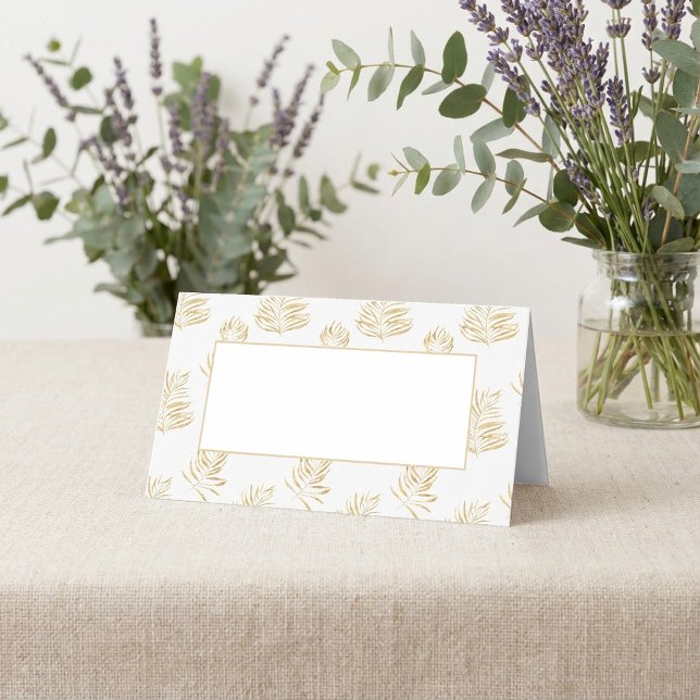 Asiento Tarjeta de mesa con el nombre de invitado de la re (Fern leaf wedding reception guest name table card. place card)