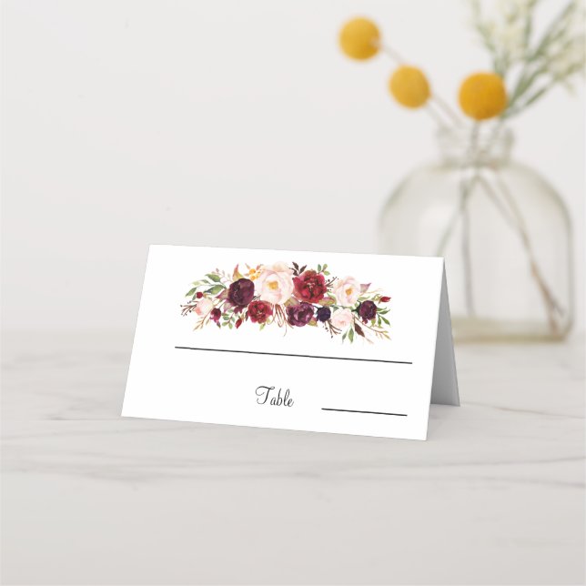 Asiento Tarjeta de mesa de boda floral elegante (Anverso)