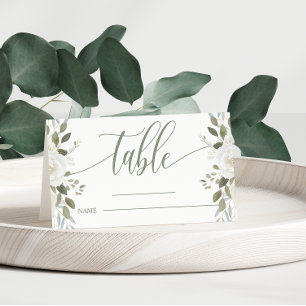 Asiento Tarjeta de mesa de boda floral elegante de marfil