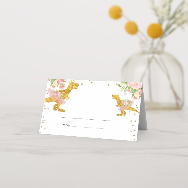 Asiento Tarjeta de mesa de oro rosa Dino Chica (Reverso)