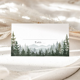 Asiento Tarjeta de nombre de boda de pino de bosque de mon