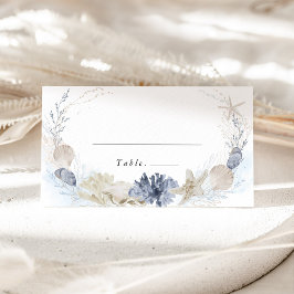 Asiento Tarjeta de Nombre de Boda de Playa Azul Costera
