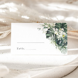Asiento Tarjeta de Nombre de Boda Monstera Verde Salvia Tr
