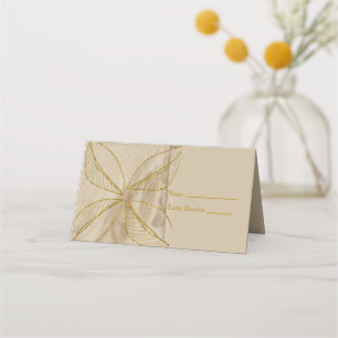 Asiento Tarjeta de nombre de papel trenzado dorado y marró