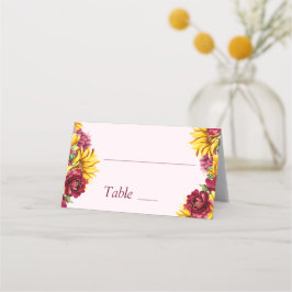 Asiento Tarjeta de nombre de tabla Magenta y Boda amarillo