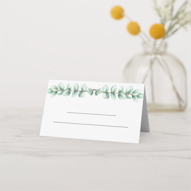 Asiento Tarjeta de número de mesa de boda de eucalipto ver (Anverso)