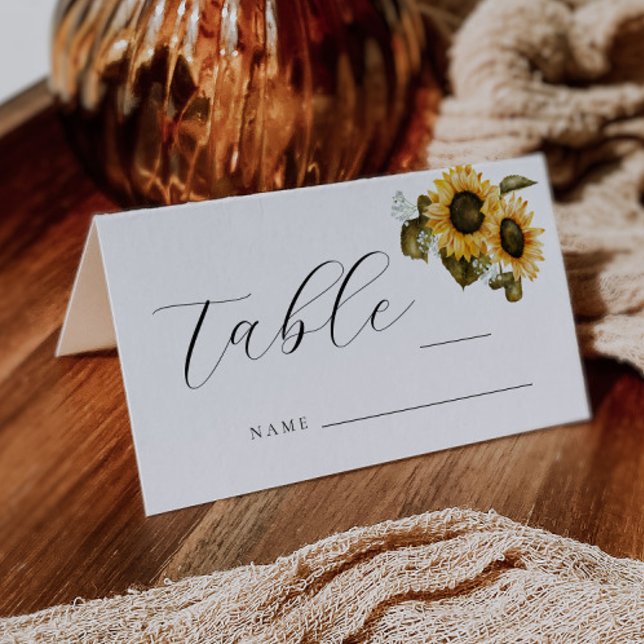 Asiento Tarjeta de número de mesa de boda de girasoles (Subido por el creador)