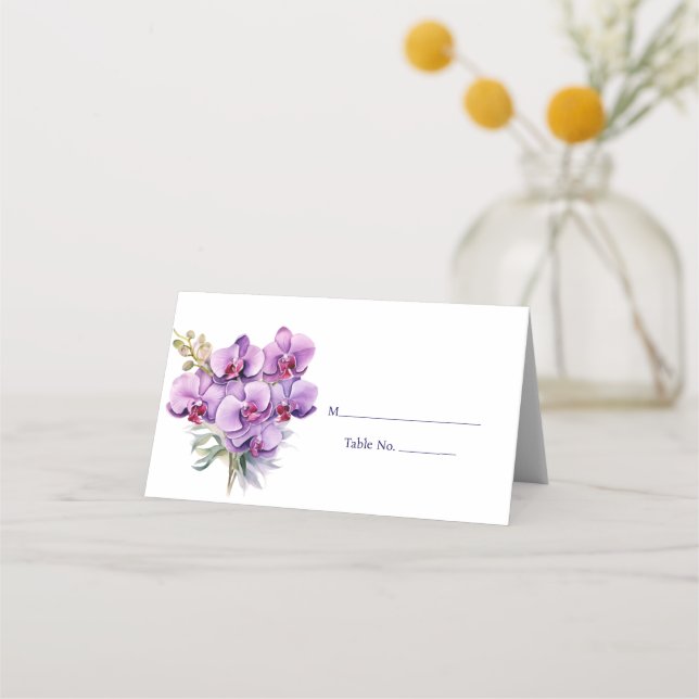 Asiento Tarjeta de Número de Mesa de Invitado Orquídea Púr (Anverso)
