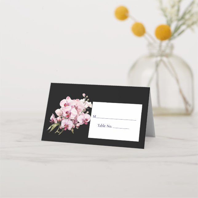 Asiento Tarjeta de número de mesa para invitados de orquíd (Anverso)