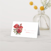 Tarjeta de número de mesa para invitados Rosas Roj