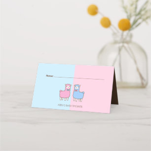Asiento Tarjeta de plaza Baby Shower de Llama Gender Revel
