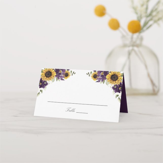 Asiento Tarjeta de plaza Boda de flores violetas moradas g (Anverso)