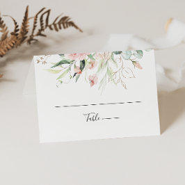 Asiento Tarjeta de plaza Boda floral Gold Green Foliage