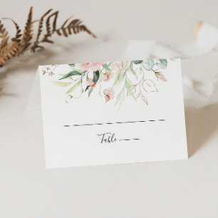 Asiento Tarjeta de plaza Boda floral Gold Green Foliage