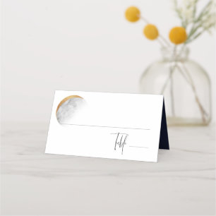 Asiento Tarjeta de plaza Boda Moon dorada