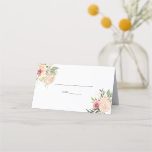 Asiento Tarjeta de plaza Boda Peony and Relieve metalizado