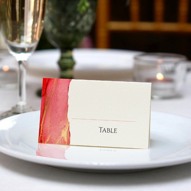 Asiento Tarjeta de plaza de Boda rosa de coral (Coral Pink Wedding Place Card)