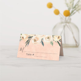Asiento Tarjeta de plaza floral beige rosada Boda