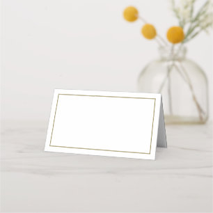 Asiento Tarjeta de plaza minimalista de Boda blanco y dora