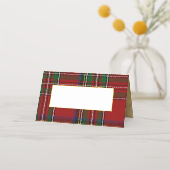Asiento Tarjeta de plaza plegada del Boda Stewart Plaid Ro (Anverso)