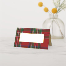 Tarjeta de plaza plegada del Boda Stewart Plaid Ro