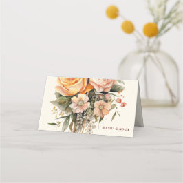 Asiento Tarjeta de plaza plegada Rustic Peach y Gold Flora