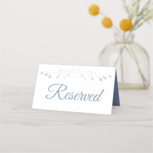 Asiento Tarjeta de plaza reservada de boda elegante azul y
