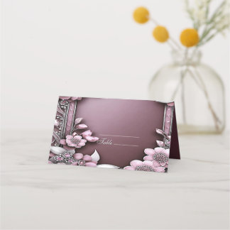 Asiento Tarjeta de posición de marco floral rosa