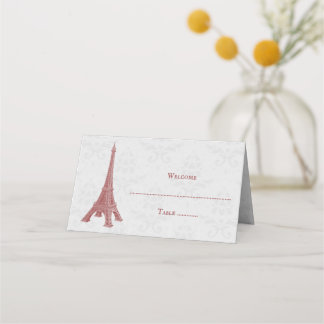 Asiento Tarjeta de recepción de la Torre Eiffel Roja Damas