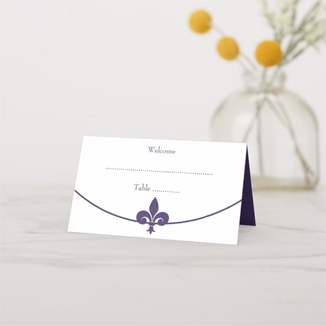 Asiento Tarjeta de recepción de matrimonio Purple Fleur de (Anverso)
