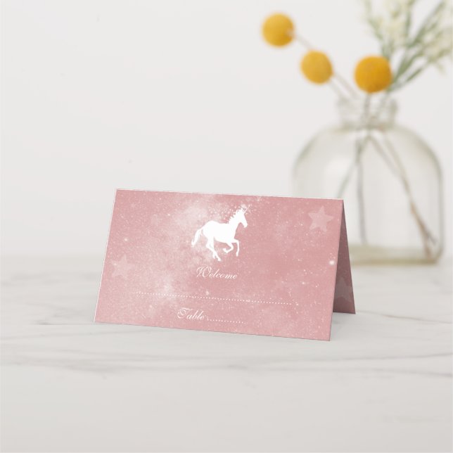 Asiento Tarjeta de recepción de unicornio rosa (Anverso)