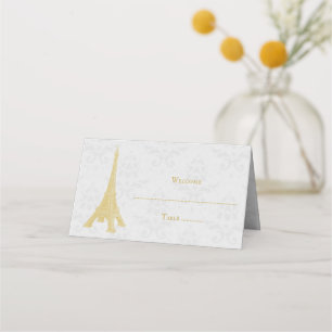 Asiento Tarjeta de recepción Gold Eiffel Tower Damask