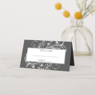 Asiento Tarjeta de recepción Gray Flourish