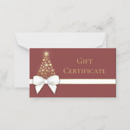 Asiento Tarjeta de regalo de árbol de Navidad dorado con c
