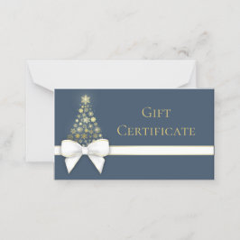 Asiento Tarjeta de regalo Gold Snowflakes Bow Blue Christm