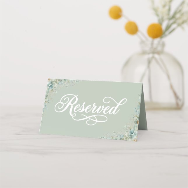 Asiento Tarjeta de Señal de Reserva de Salvia de Eucalipto (Reverso)