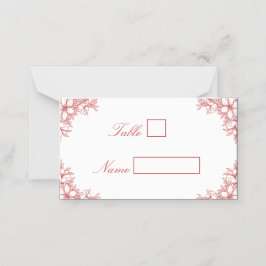 Asiento Tarjeta de Venue Place Boda Floral Ornate Rojo