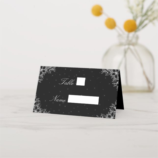 Asiento Tarjeta de Venue Place, Boda floral, ornato blanco (Anverso)