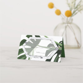 Asiento Tarjeta Monstera Tropical Boda de Mármol