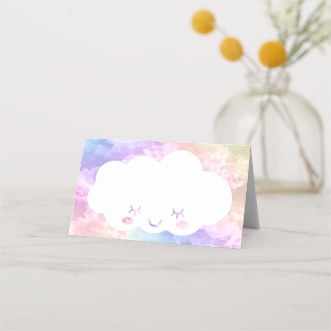 Asiento Tarjeta Nueve de Cumpleaños - Kawaii Pastel Sky (Anverso)