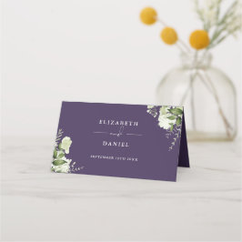 Asiento Tarjeta Plegada de Bodas con Vegetación Floral Púr