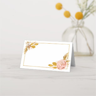 Asiento Tarjeta Rosa Purpurina de oro Boda floral Table Pl