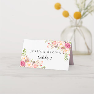 Asiento Tarjeta Rustic Floral Boda Place Card, número de t