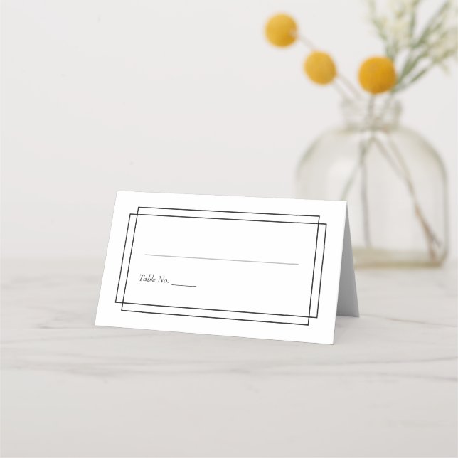 Asiento Tarjeta simple en la recepción de la boda blanca (Anverso)