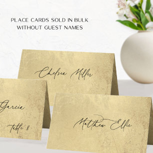 Asiento Tarjeta única de recepción de oro y boda negra